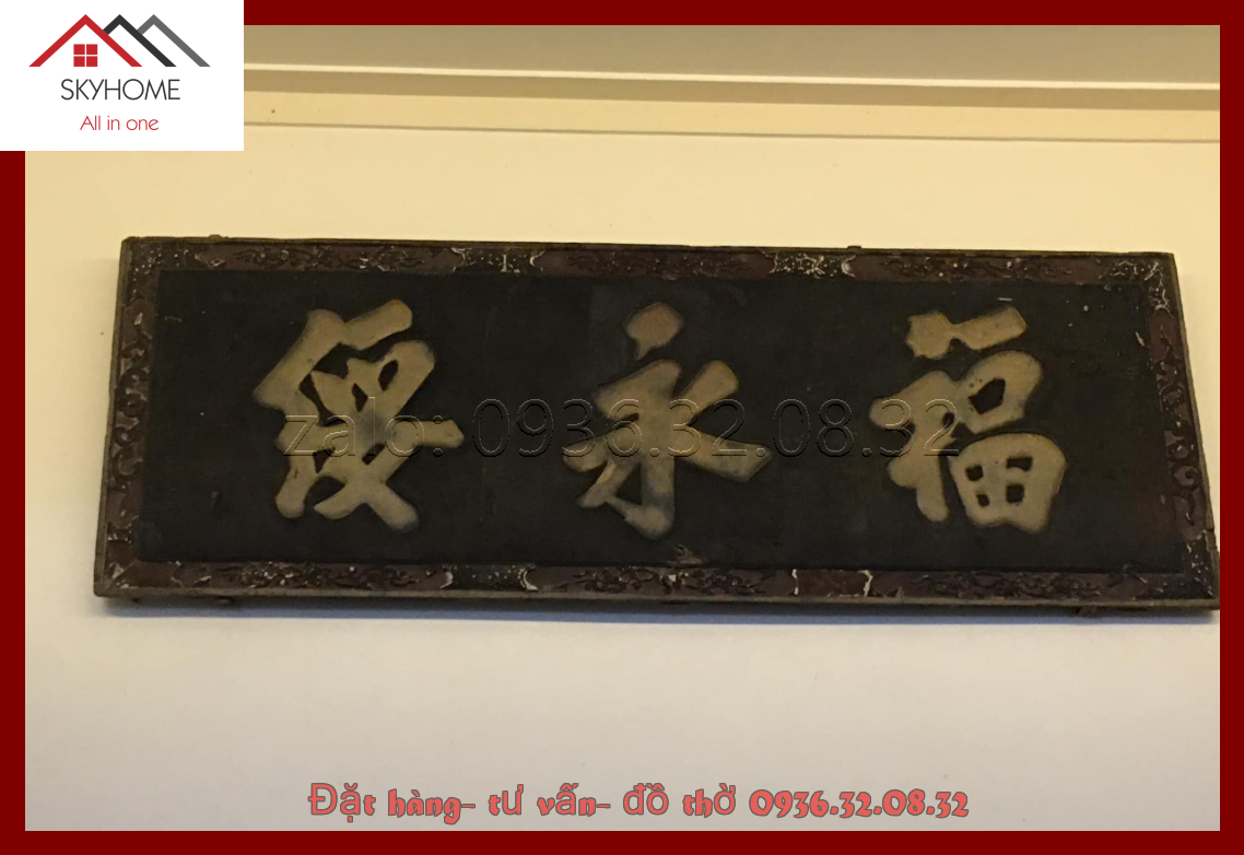 Hoành phi gỗ phòng thờ chữ Phúc Vĩnh Tuy